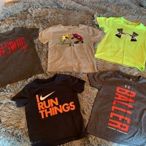 5 shirts- UA and Nike